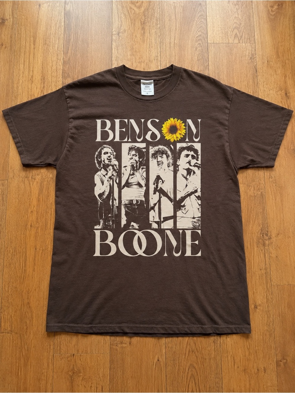 Brown Benson Boone Graphic Tee Yellow Sunflower Accent T-shirt